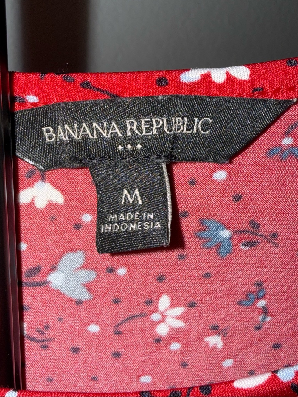 Banana Republic Red Floral Long-Sleeve Tie-Waist Dress Size M - Picture 6 of 9